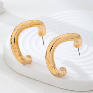 Bold Chunky Gold-Tone U-Shape Hoop Earrings | 80E62229-JOSSLYN by wall to wall-The Twisted Chandelier