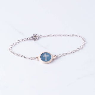 Tap To Pray™ - Survivor Series Handmade Bracelets-Versible-.999 Silver-Plated + Slate Cross-The Twisted Chandelier