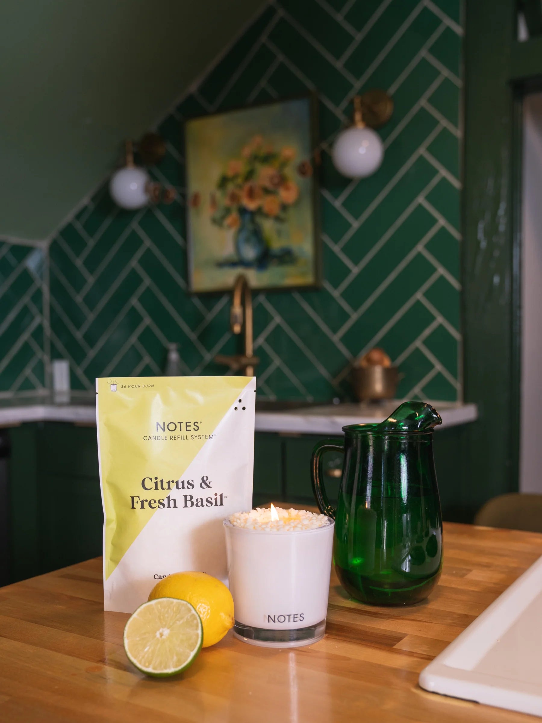 NOTES® Sustainable Candle Refill Kit - Citrus & Fresh Basil-Candles-Notes Candles--The Twisted Chandelier