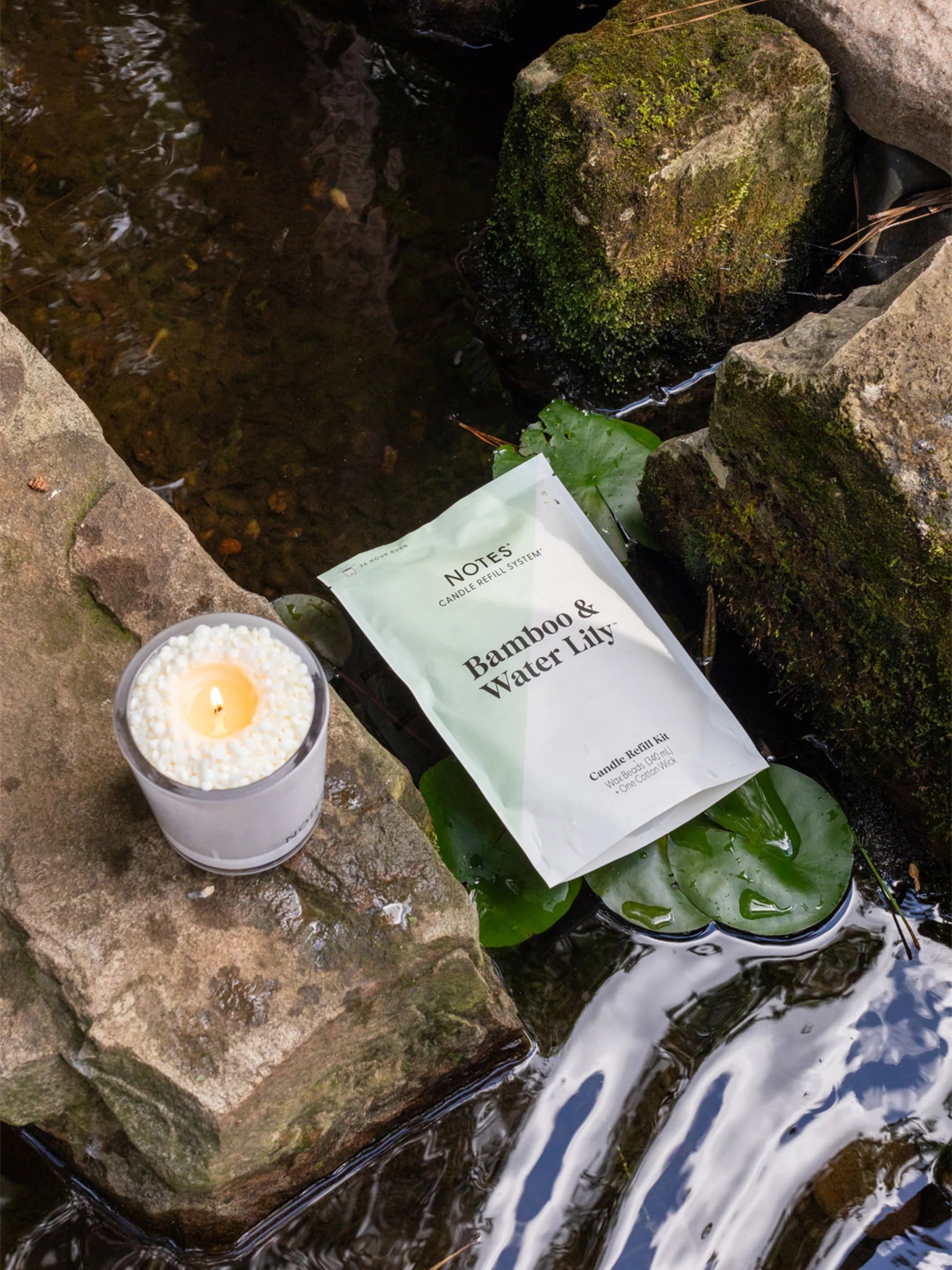 NOTES® Sustainable Candle Refill Kit - Bamboo & Water Lily-Candles-Notes Candles--The Twisted Chandelier