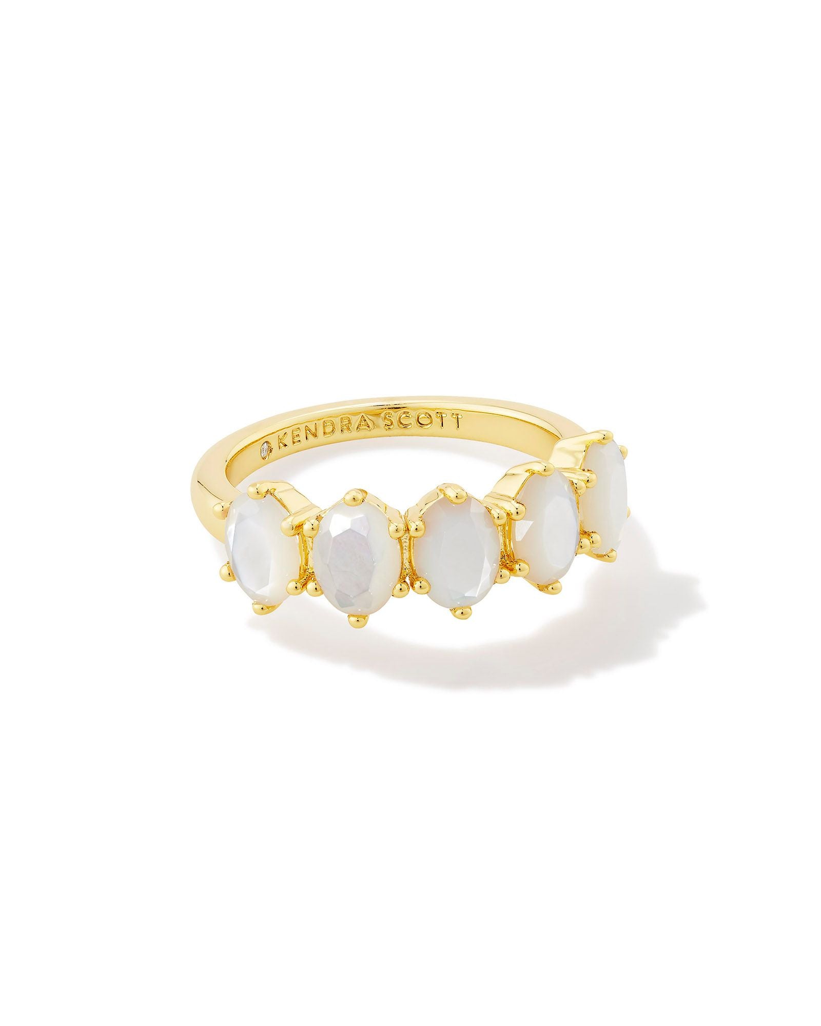 Kendra Scott Cailin Crystal Band Ring Gold Ivory Mother of Pearl Size 7-Rings-Kendra Scott-R1313GLD-The Twisted Chandelier