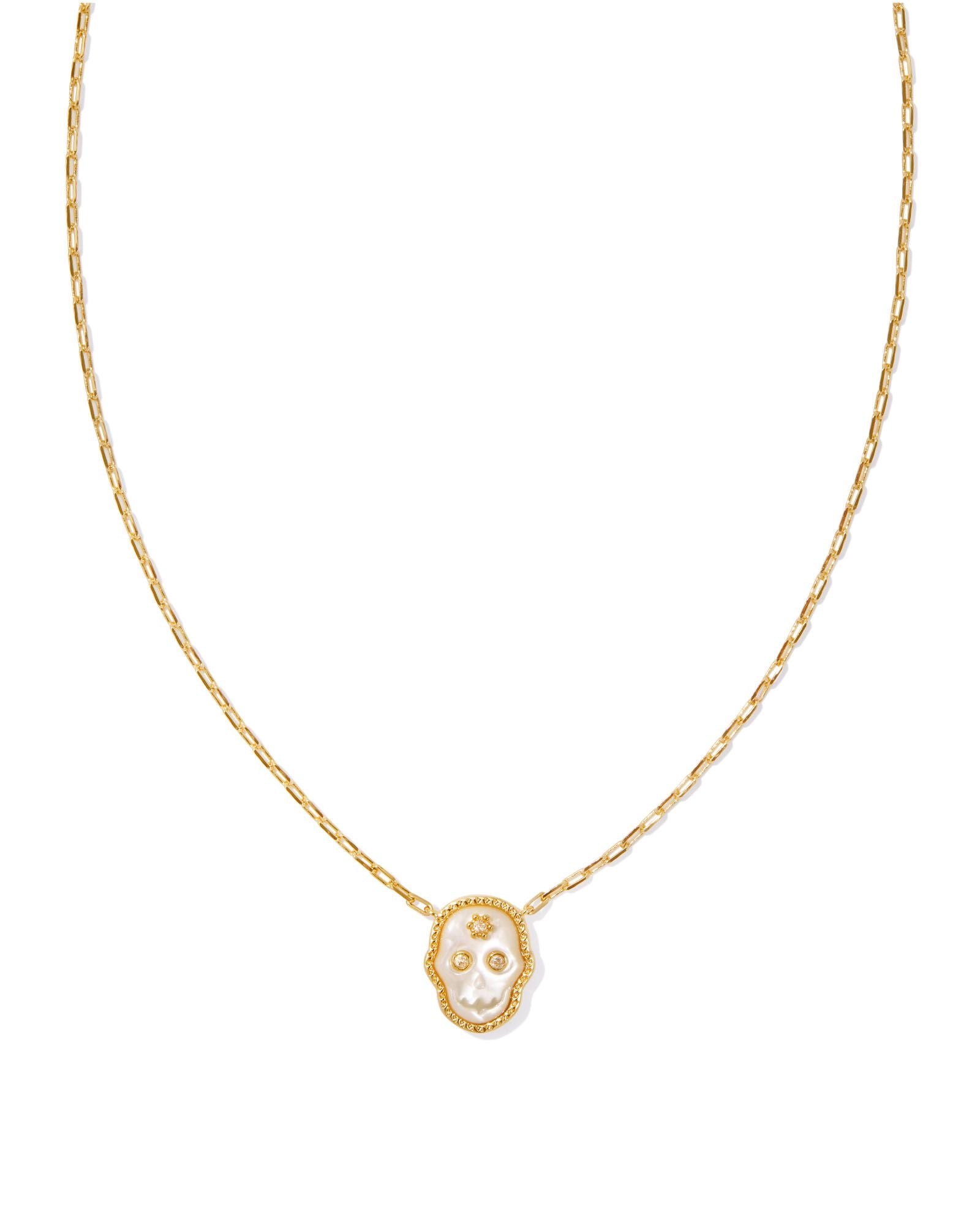 Kendra Scott Skeleton Short Pendant Necklace Gold Ivory Mother of Pearl-Necklaces-Kendra Scott-CR 09/05/24, FD 09/10/24, N00722GLD-The Twisted Chandelier