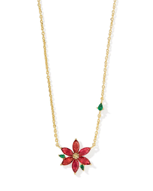 Kendra Scott Poinsettia Short Pendant Necklace Gold Red Mix-Necklaces-Kendra Scott-N00877GLD-The Twisted Chandelier