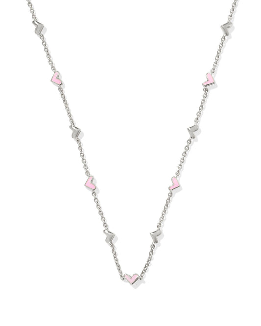 Kendra Scott Haven Strand Necklace Silver Pink Enamel-Necklaces-Kendra Scott-CR 09/30/24, FD 10/01/24, N1708RHD-The Twisted Chandelier