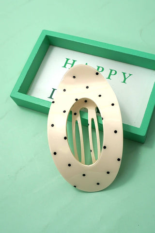 Jumbo Lay Flat Oval Hair Claw Clips Secure Styling | 40H1050-JOSSLYN by wall to wall-Off White-The Twisted Chandelier