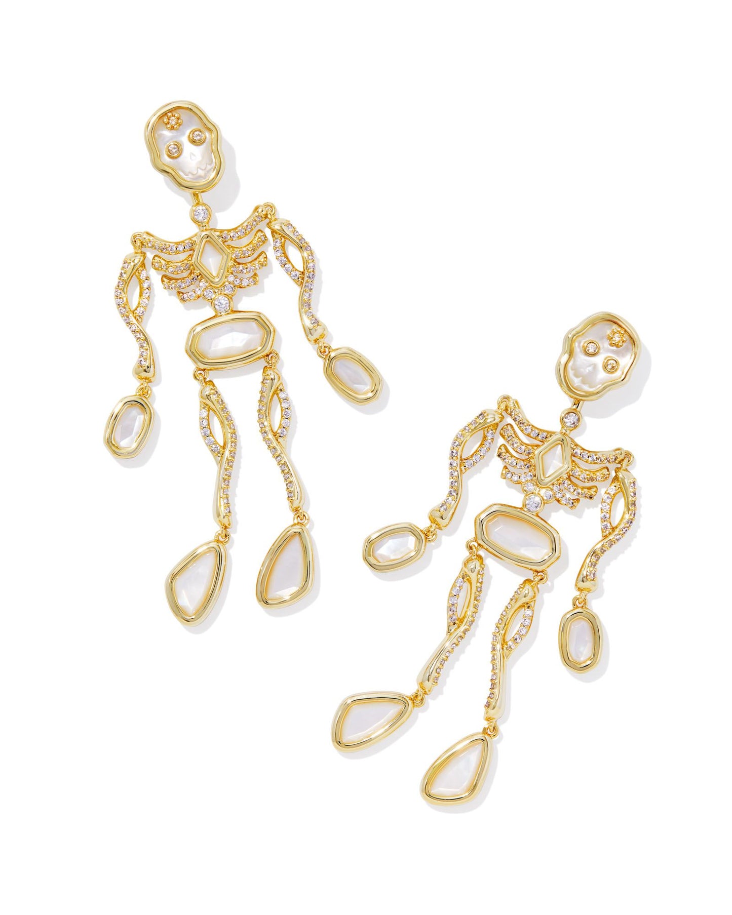 Kendra Scott Skeleton Statement Earrings Gold Ivory Mother of Pearl-Earrings-Kendra Scott-CR 09/05/24, E00167GLD, FD 09/10/24-The Twisted Chandelier