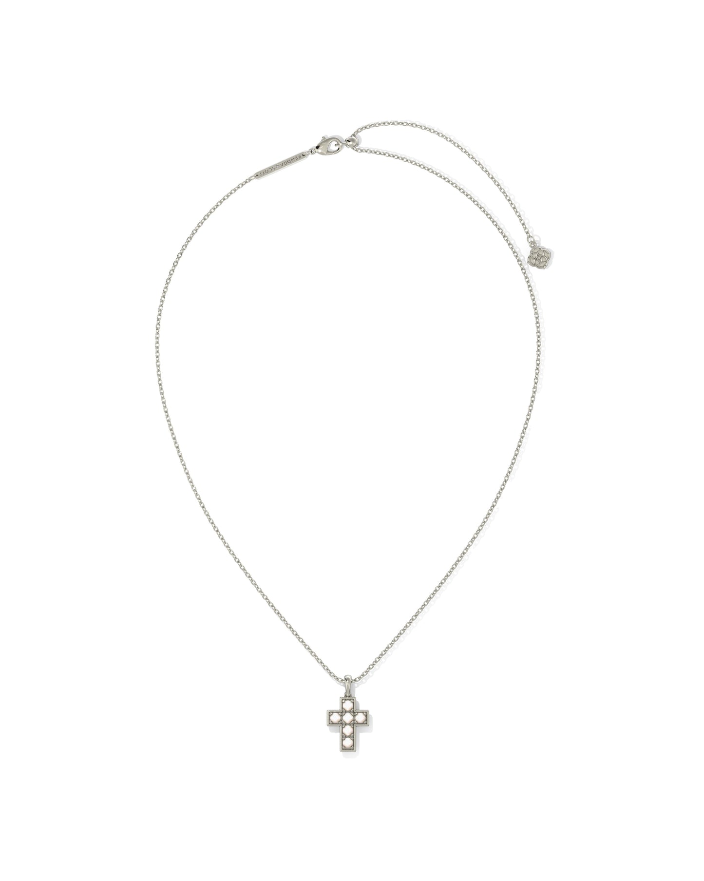 Kendra Scott Pearl Cross Short Pendant Necklace Silver White Pearl-Necklaces-Kendra Scott-N00885RHD-The Twisted Chandelier