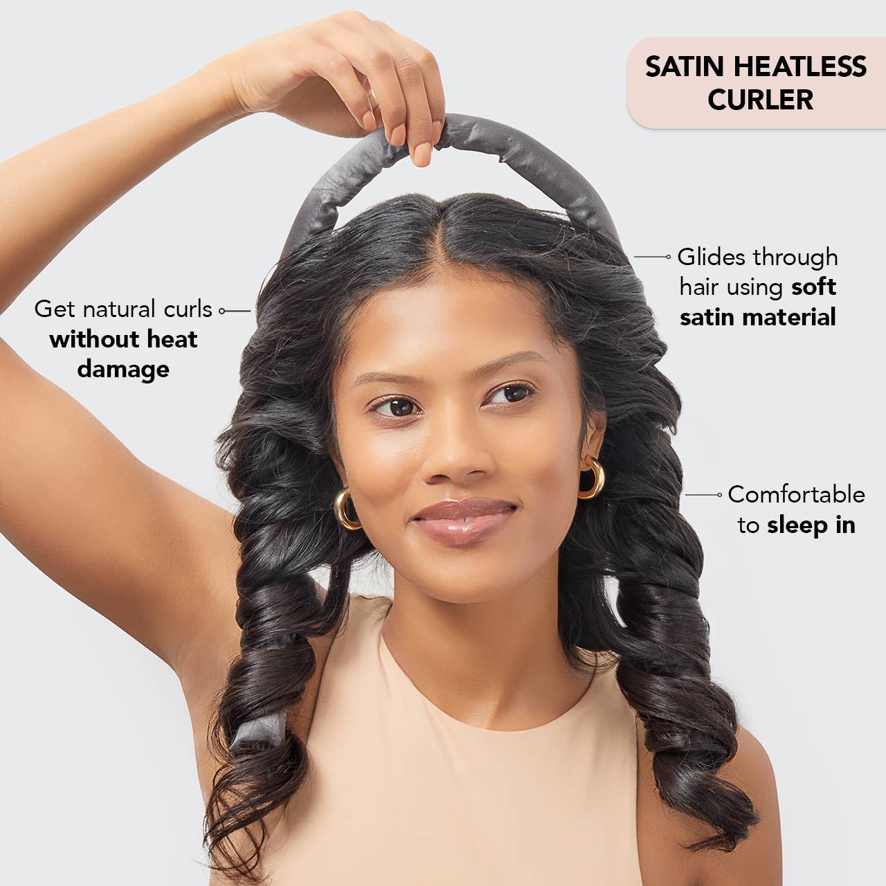 Satin Heatless Curling Set - Charcoal-KITSCH-Accessories, FD JAN 24-The Twisted Chandelier