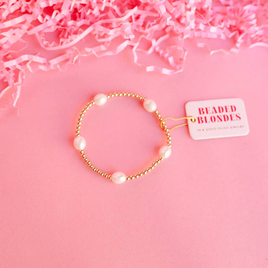 Pearl Poppi Bracelet in Gold-Beaded Blondes-The Twisted Chandelier