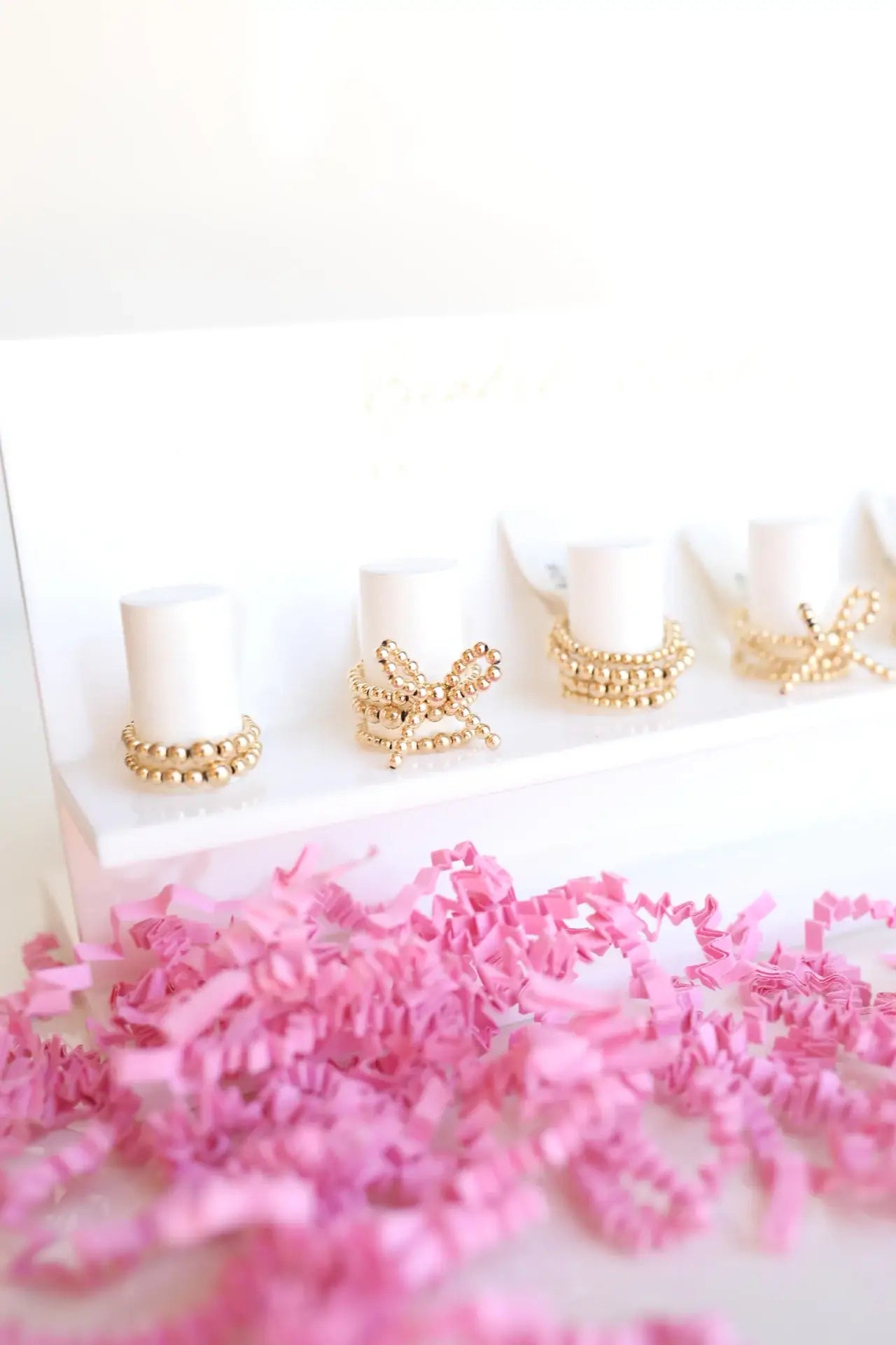 Gold Bow Rings-Beaded Blondes-Under kendra display-The Twisted Chandelier
