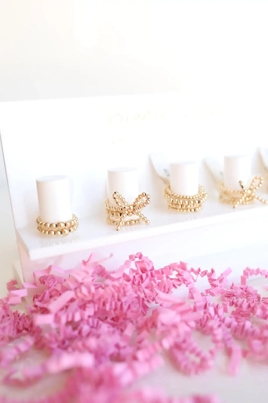 Gold Bow Rings-Beaded Blondes-Under kendra display-The Twisted Chandelier