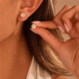 Rhinestone Bezel Square Round Stud Earring-JOSSLYN by wall to wall-40E467-The Twisted Chandelier