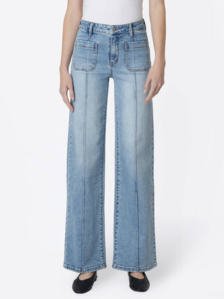 Corrine High Rise Patch Pocket Pintuck Wide Leg Jeans-Pants-Lovervet by VERVET-bottoms,LV2406-24-The Twisted Chandelier