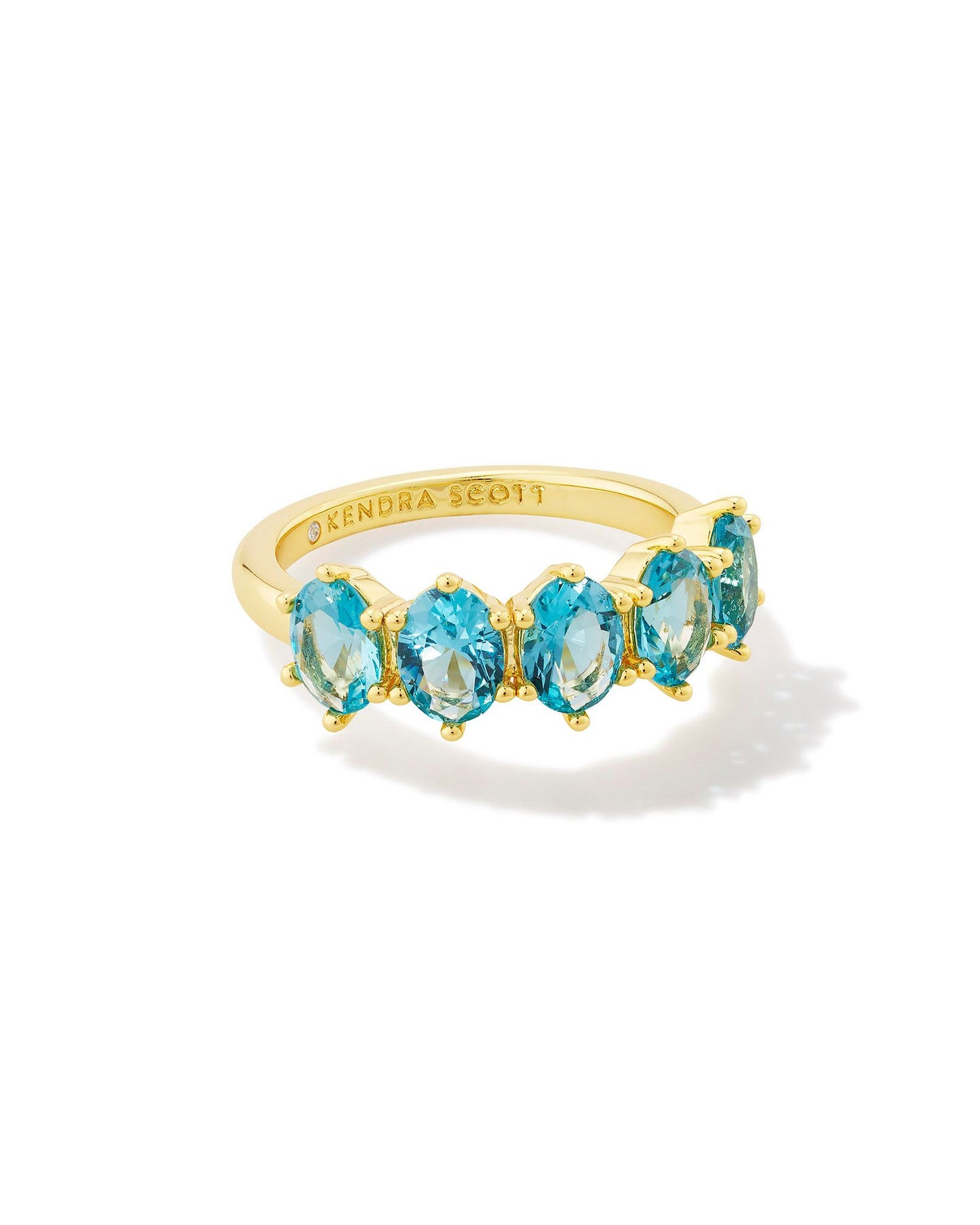 Kendra Scott Cailin Crystal Band Ring Gold Aqua Crystal Size 6-Rings-Kendra Scott-R1313GLD-The Twisted Chandelier