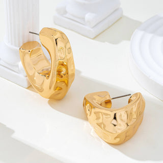 Hammered Gold-Tone Statement Hoops-JOSSLYN by wall to wall-80E62156-The Twisted Chandelier