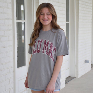 Gracie Polka Dot Adult Granite Comfort Colors Tee-Top-Girlie Girl Originals-Tops Collection-The Twisted Chandelier