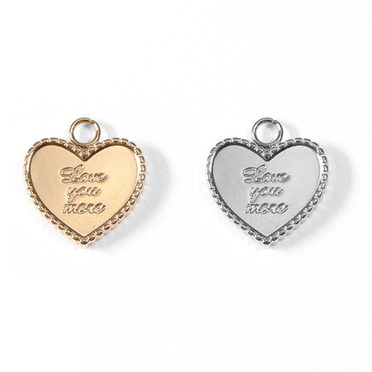 18K Gold PVD Stainless Steel "Love You More" Heart Charm / PDL0055-Stainless Steel Charm-WJW-The Twisted Chandelier