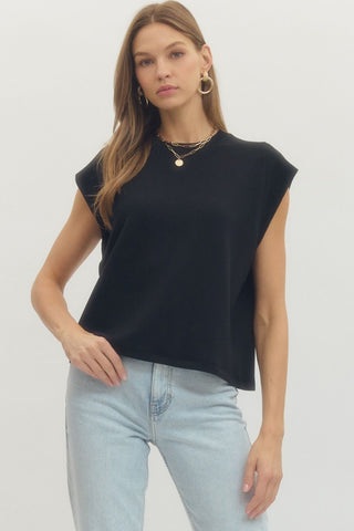 Tinsley Solid Cap Sleeve Crew Neck Pullover Top-Top-ENTRO-Tops Collection-The Twisted Chandelier