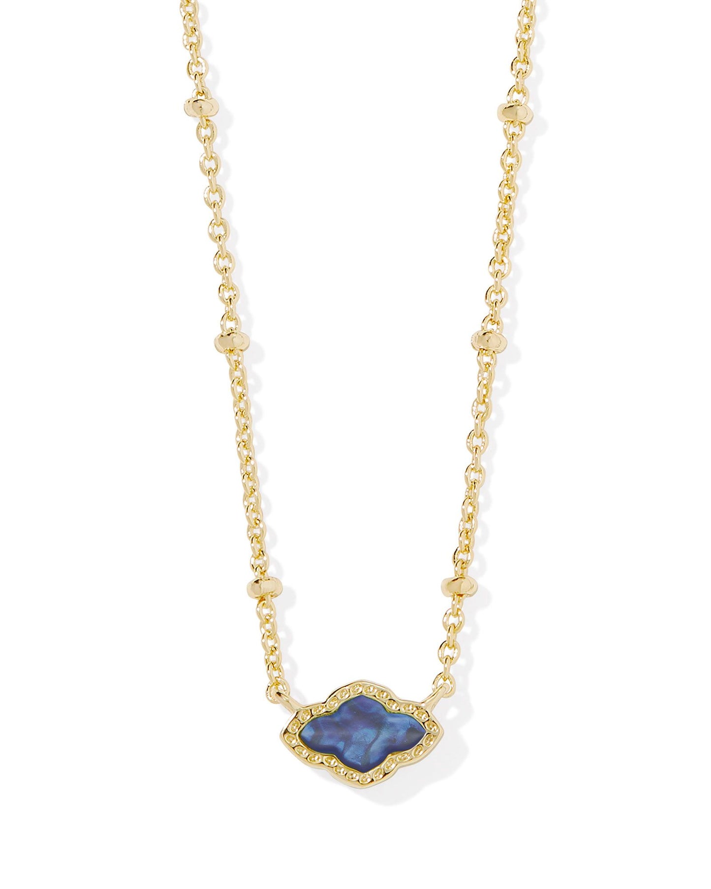 Kendra Scott Mini Abbie Satellite Short Pendant Necklace Gold Navy Abalone-Necklaces-Kendra Scott-N00881GLD-The Twisted Chandelier