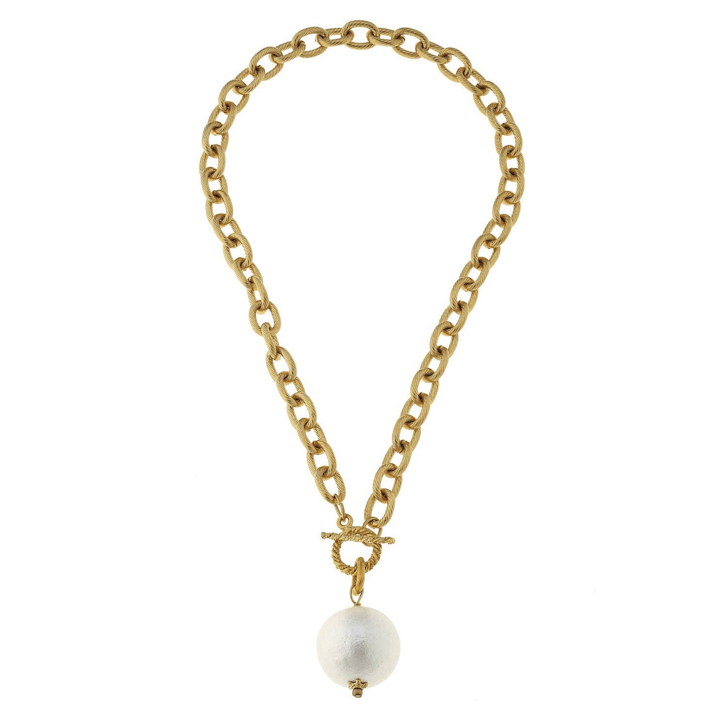 Susan Shaw Cotton Pearl on Gold Toggle Necklace-Susan Shaw-The Twisted Chandelier