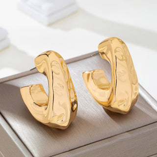 Hammered Gold-Tone Statement Hoops-JOSSLYN by wall to wall-80E62156-The Twisted Chandelier