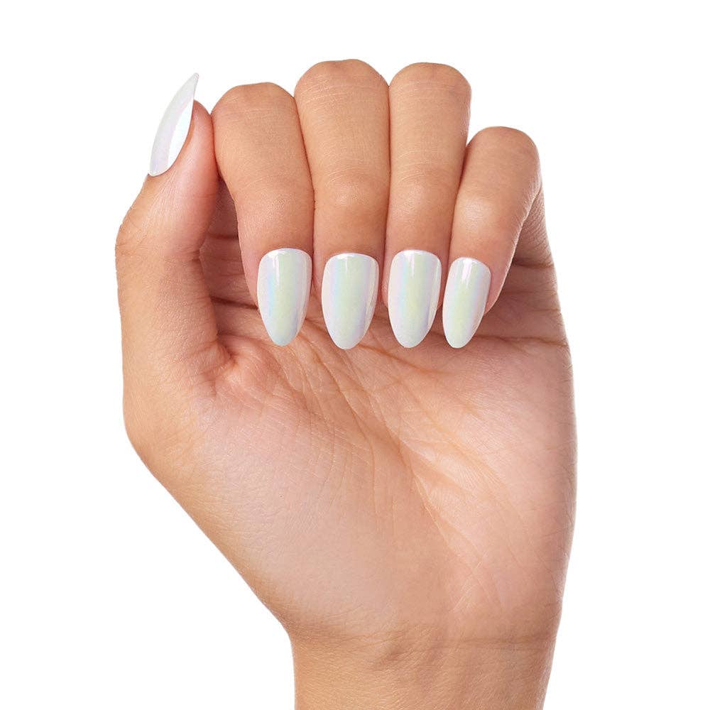 Moonlight Press-On Nails|Pearlescent White| Short Almond-Glamnetic-The Twisted Chandelier