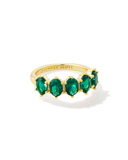 Kendra Scott Cailin Crystal Band Ring Gold Green Crystal Size 6-Rings-Kendra Scott-R1313GLD-The Twisted Chandelier