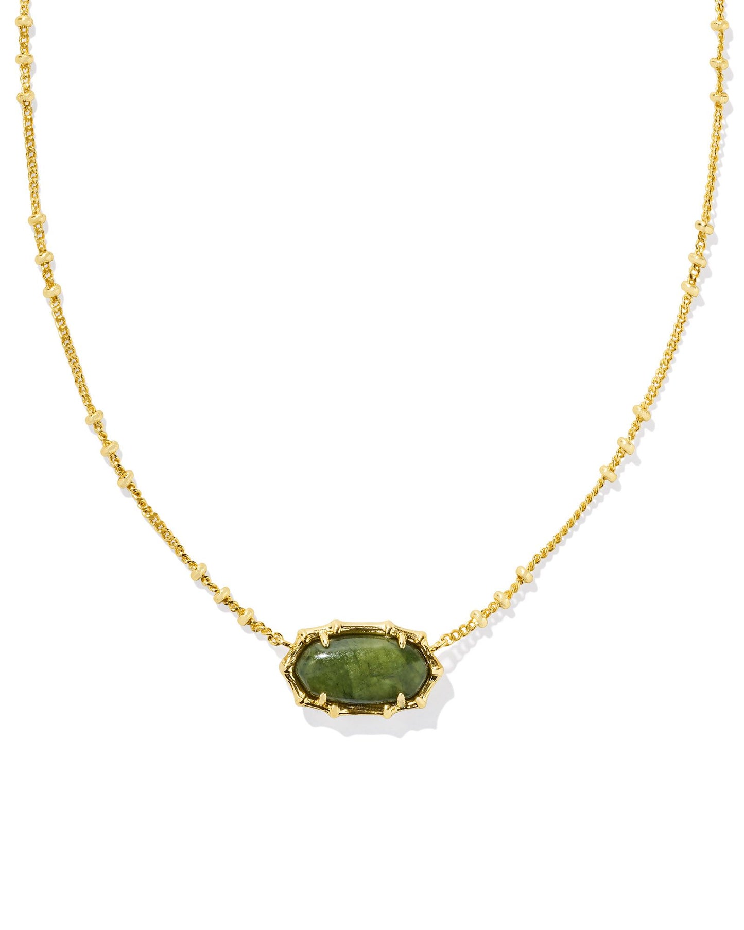 Kendra Scott Elisa Bamboo Frame Short Pendant Necklace Gold Sage Serpentine-Necklaces-Kendra Scott-CR 09/05/24, FD 09/10/24, N00727GLD-The Twisted Chandelier