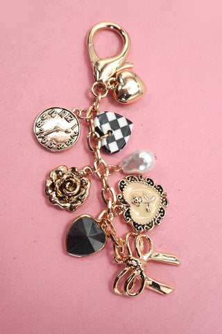 Bow Checker Heart Flower Bag Charm-Bag Charm-JOSSLYN by wall to wall-80K049-The Twisted Chandelier