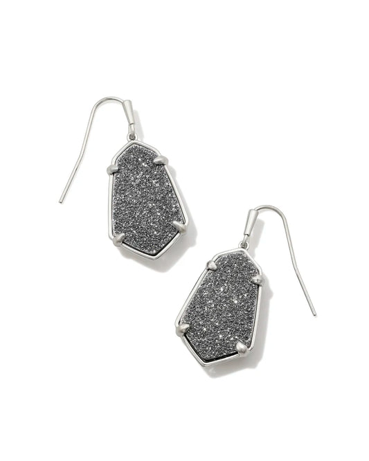 Kendra Scott Alexandria Drop Earrings Silver Platinum Drusy-Earrings-Kendra Scott-E00262RHD-The Twisted Chandelier