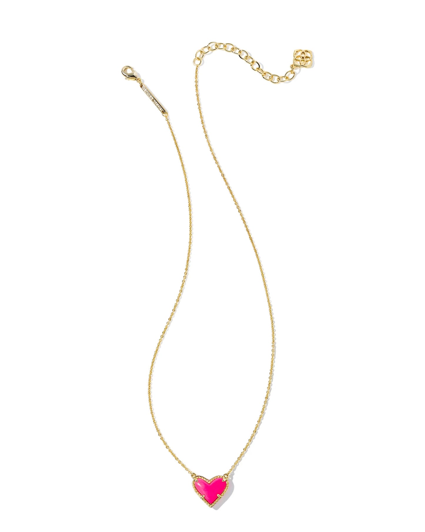 Kendra Scott Ari Heart Pendant Necklace Gold Neon Pink Magnesite-Necklaces-Kendra Scott-N1337GLD-The Twisted Chandelier