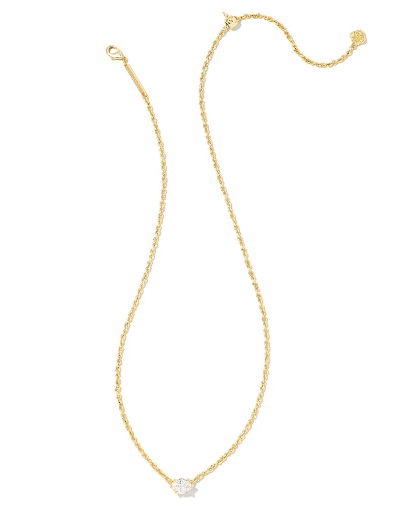 Kendra Scott Cailin Crystal Pendant Necklace Gold Metal White CZ-Necklaces-Kendra Scott-N1941GLD-The Twisted Chandelier