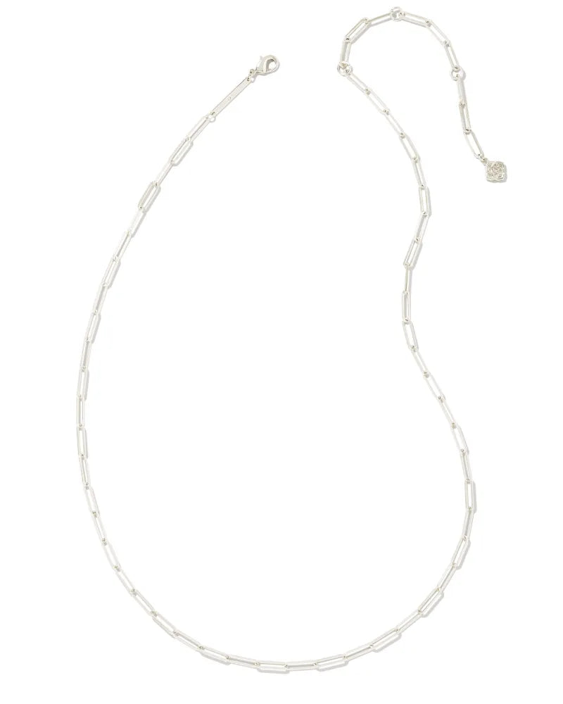 Kendra Scott Courtney Paperclip Necklace Silver-Necklaces-Kendra Scott-N00185RHD-The Twisted Chandelier