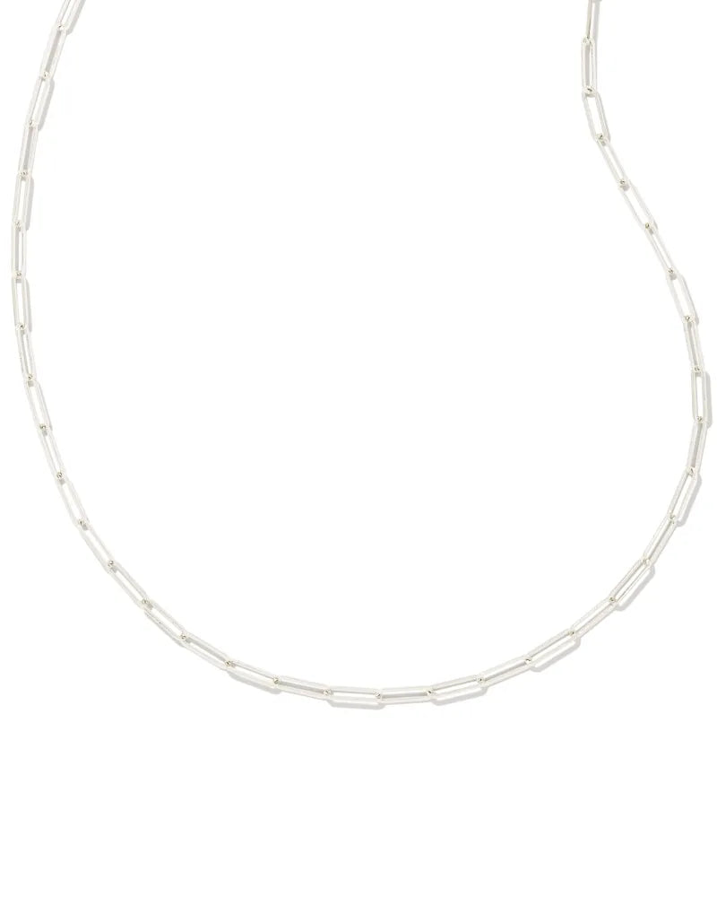 Kendra Scott Courtney Paperclip Necklace Silver-Necklaces-Kendra Scott-N00185RHD-The Twisted Chandelier