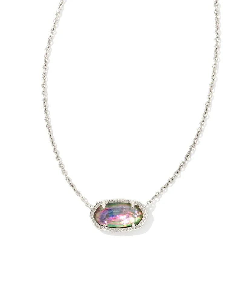 Kendra Scott Elisa Short Pendant Necklace Rhodium Lilac Abalone-Necklaces-Kendra Scott-N5067RHD-The Twisted Chandelier