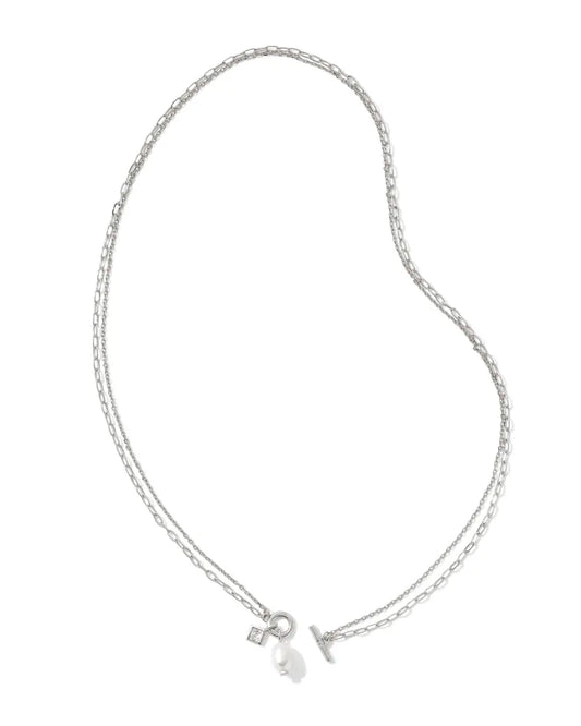 Kendra Scott Eve Chain Multi Strand Necklace Silver White Pearl-Necklaces-Kendra Scott-CR 07/31/24, FD 07/31/24, N00709RHD-The Twisted Chandelier