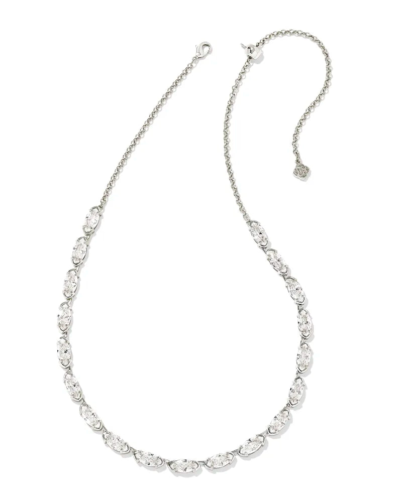 Kendra Scott Genevieve Strand Necklace Silver White CZ-Necklaces-Kendra Scott-Max Retail, N00219RHD-The Twisted Chandelier