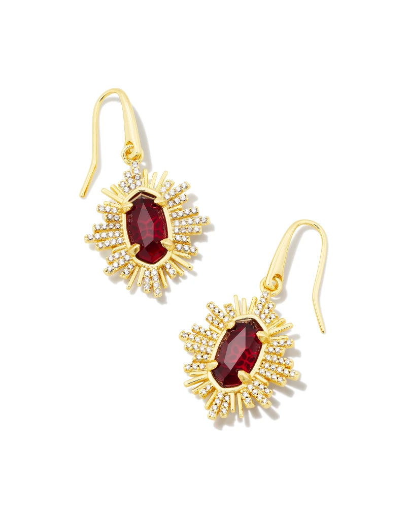 Kendra Scott Grayson Sunburst Drop Earring Gold Red Glass-Earrings-Kendra Scott-E00306GLD,Max Retail-The Twisted Chandelier