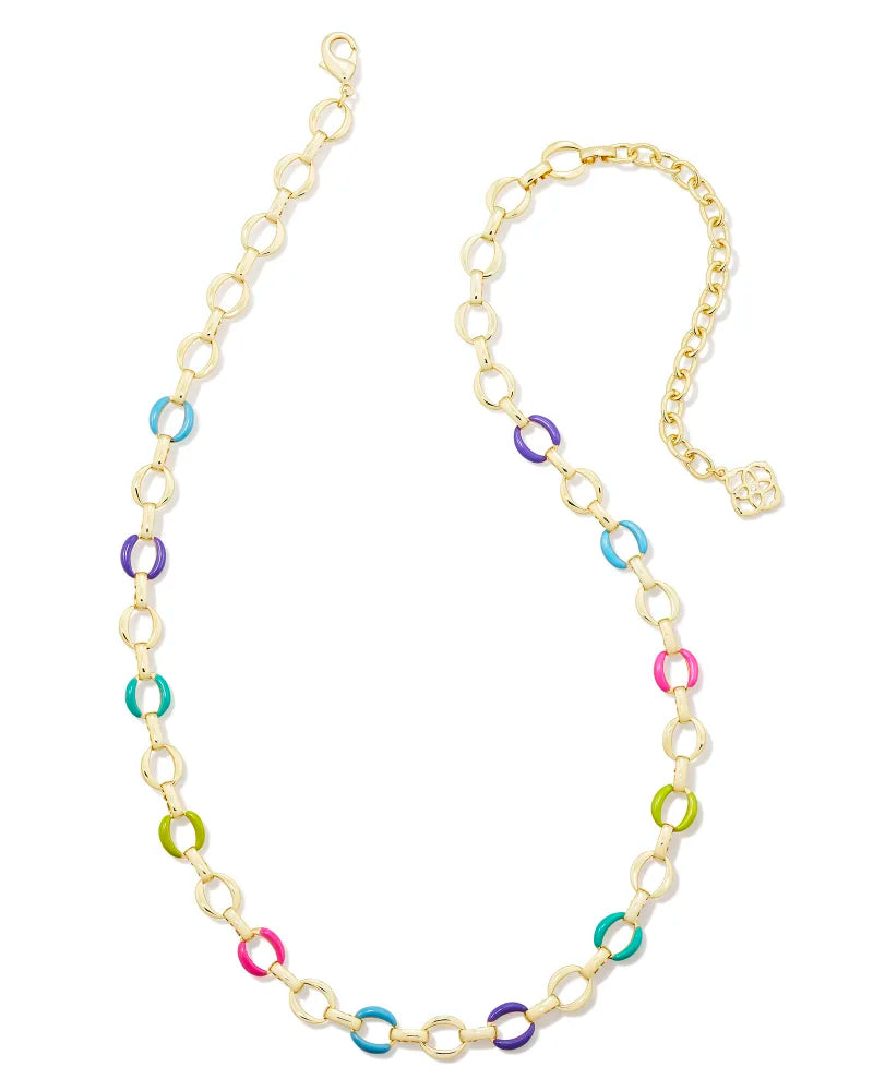 Kendra Scott Kelsey Chain Necklace Gold Multi Mix-Necklaces-Kendra Scott-FD 06/18/24,Max Retail,N00589GLD-The Twisted Chandelier