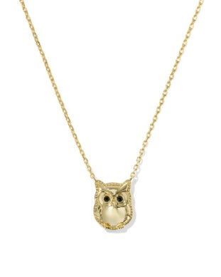 Kendra Scott Owl Short Pendant Necklace Gold Gold Sheen Obsidian-Necklaces-Kendra Scott-FALL2026 KS-The Twisted Chandelier