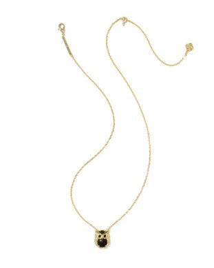 Kendra Scott Owl Short Pendant Necklace Gold Gold Sheen Obsidian-Necklaces-Kendra Scott-FALL2026 KS-The Twisted Chandelier