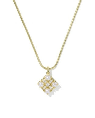 Kendra Scott Dira Pearl Short Pendant Necklace Gold Freshwater Cultured Pearl-Necklace-Kendra Scott-The Twisted Chandelier