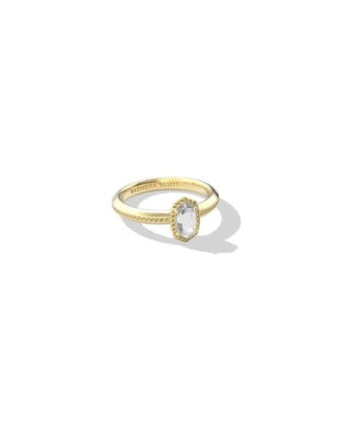 Kendra Scott Mini Elyse Luxe Band Ring Gold White CZ Size 6-Rings-Kendra Scott-HOLIDAY2026 KS-The Twisted Chandelier