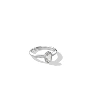 Kendra Scott Mini Elyse Luxe Band Ring Silver White CZ Size 7-Rings-Kendra Scott-HOLIDAY2026 KS-The Twisted Chandelier