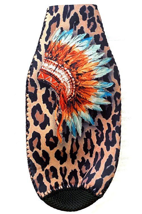 Leopard & Headdress Zipper Charm Bottle Drink Sleeve-Drink Sleeves-Blandice-05/19/24, 1st md, SD4020-The Twisted Chandelier