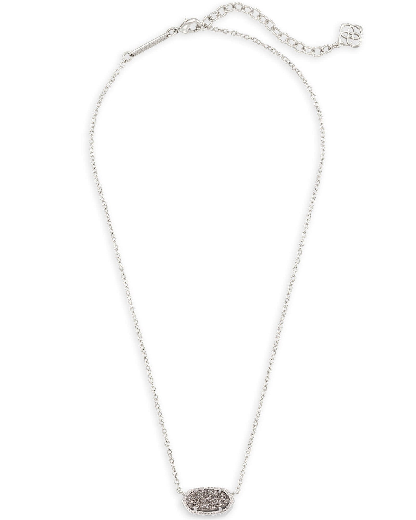 KENDRA SCOTT ELISA SILVER SHORT PENDANT NECKLACE - PLATINUM DRUSY-Necklaces-Kendra Scott-APRIL2022, KS, N5067RHD-The Twisted Chandelier