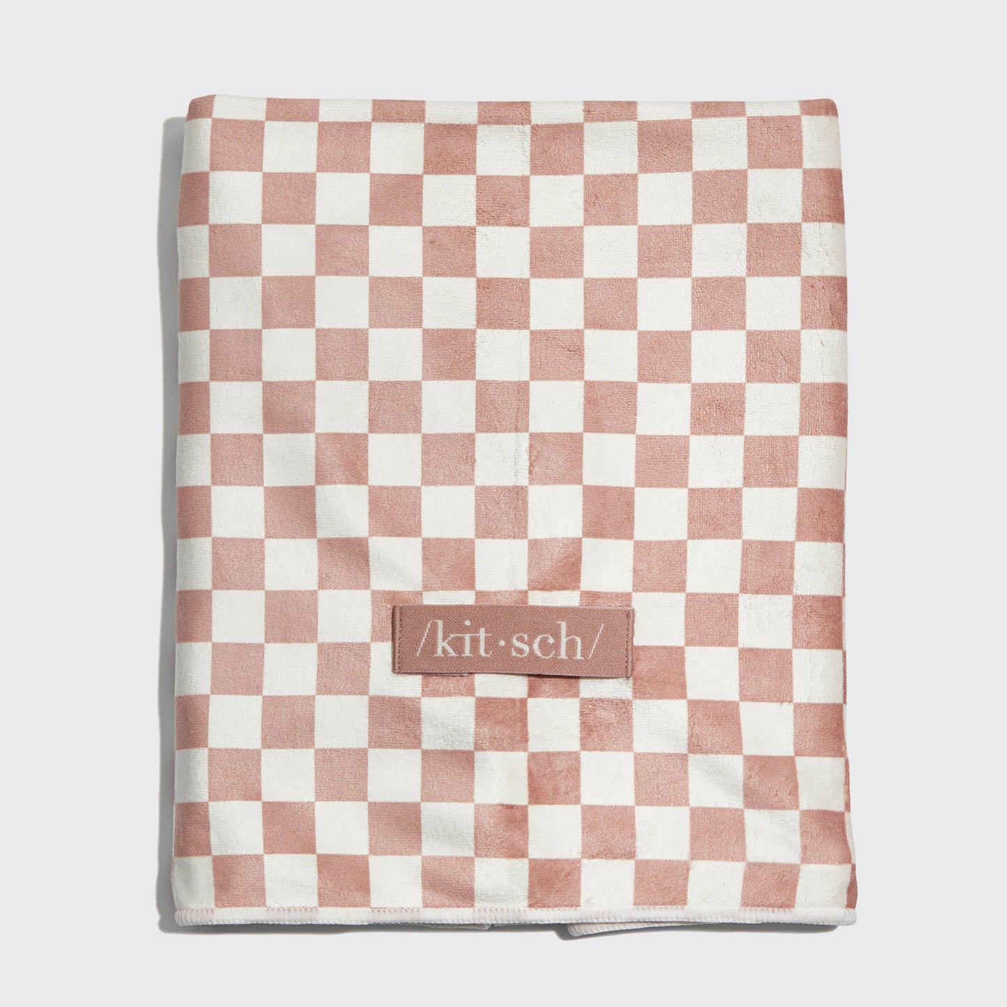 Extra Large Quick-Dry Hair Towel Wrap- Terracotta Checker-KITSCH--The Twisted Chandelier