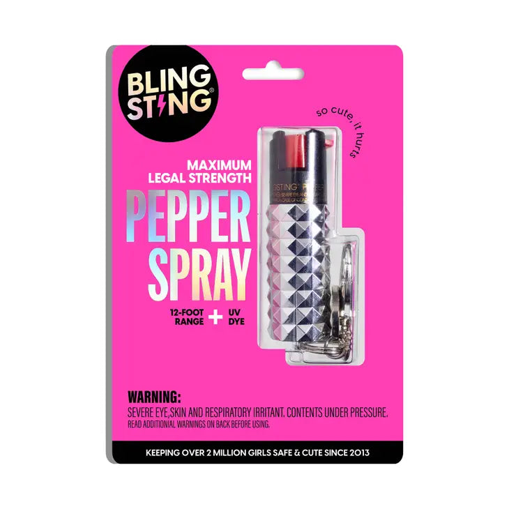 Silver Metallic Studded Pepper Spray-Personal Defense-BLINGSTING-Faire-The Twisted Chandelier