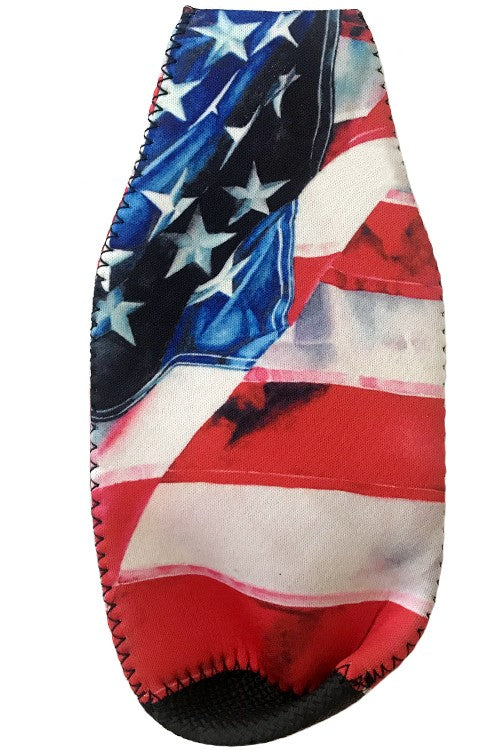 American Flag Print & Zipper Charm Bottle Drink Sleeve-Drink Sleeves-Blandice-05/19/24, 1st md, SD4005-The Twisted Chandelier