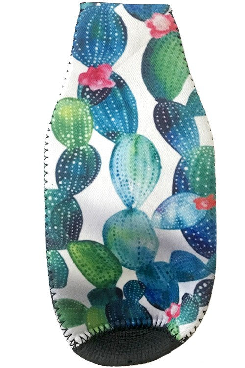 Cactus Print & Gemstone Zipper Charm Bottle Drink Sleeve-Drink Sleeves-Blandice-05/19/24, 1st md, SD4015-The Twisted Chandelier